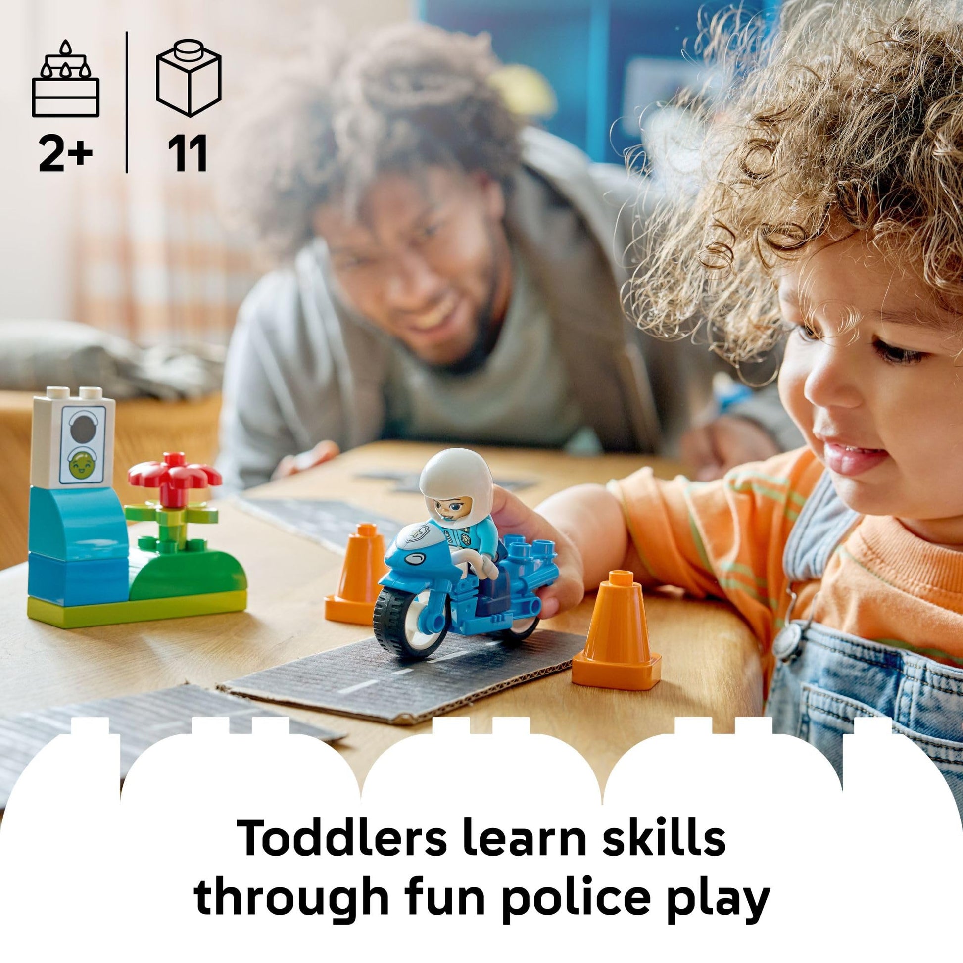 LEGO DUPLO Town Blue Police Motorcycle Building Toy for Toddlers - Pretend Play Set & Learning Toy for Boys & Girls, Ages 2+ - Building Blocks for