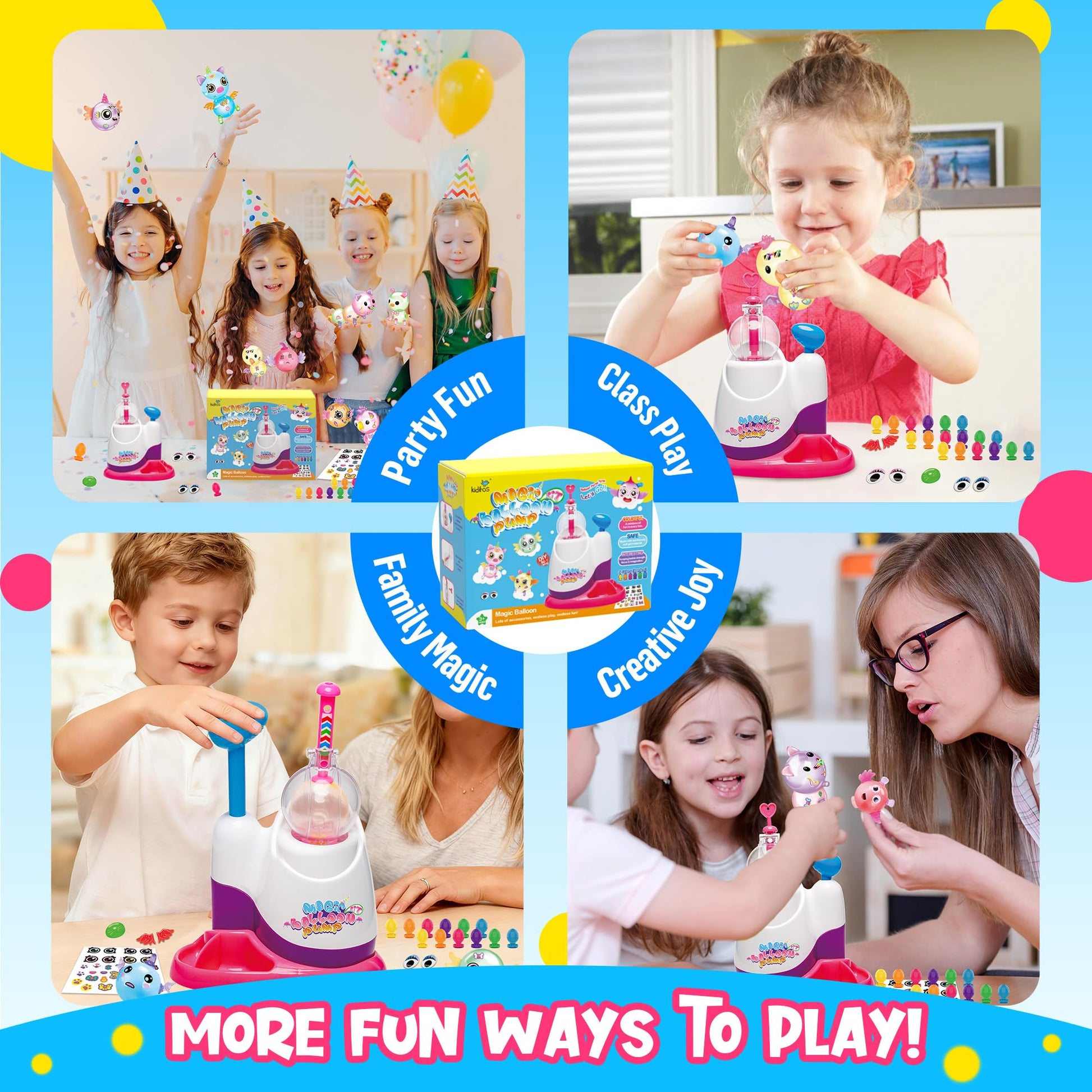 Kiditos Balloon Animals Kit with Pump, Balloon Making Kit for Kids with Stickers & Accessories, DIY Creative Toy Birthday Gift for Boys & Girls Ages