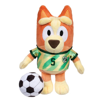 Bluey Friends Soccer Plush Toy: Bingo. Super-Soft Deluxe Fabrics Embroidered Details. Comes with Soccer Jersey and Plush Ball. Also Look for Soccer