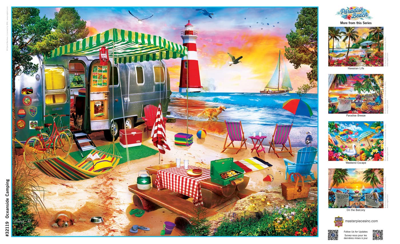 Masterpieces 550 Piece Jigsaw Puzzle For Adults and Family - Oceanside Camping - 18"x24"