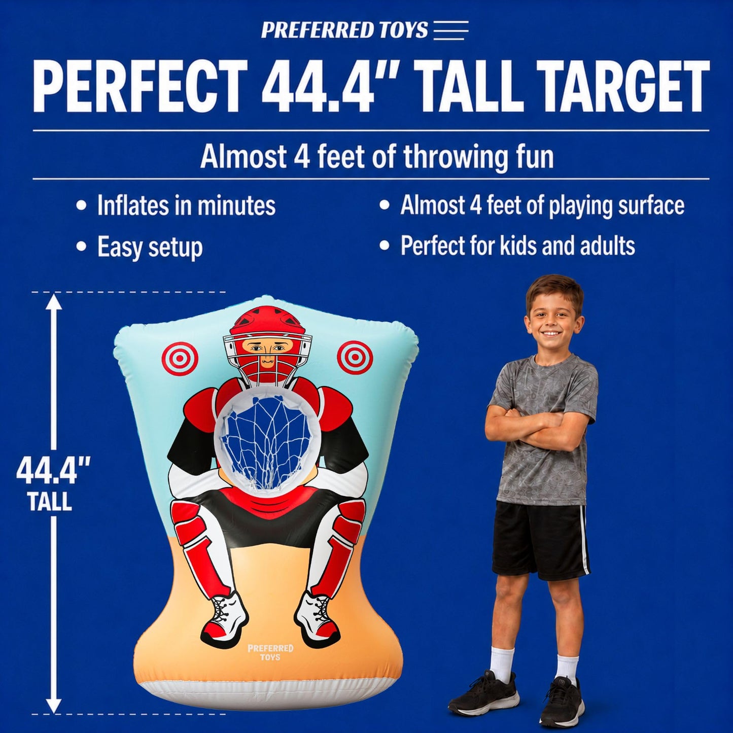 Preferred Toys Inflatable Baseball Pitching Target Toss for Kids, Red/Blue