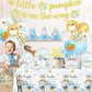 Little Pumpkin Baby Shower,198pcs A Little Pumpkin Is On The Way Baby Shower Boy Plates and Napkins Cups Tablecloth Cake Topper Honeycomb Balloon