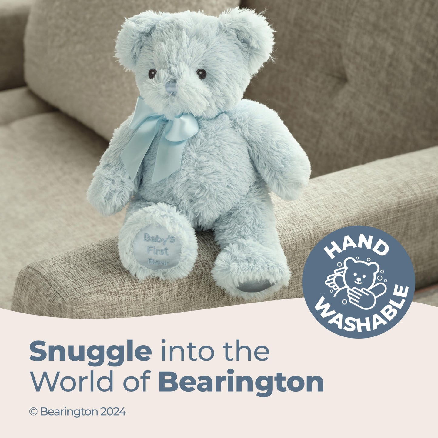 Bearington Blue Teddy Bear - 12" Fluffy and Cuddly My First Teddy Bear Companion with Premium Plush and Soft Fur - Adorable Stuffed Animal for Baby