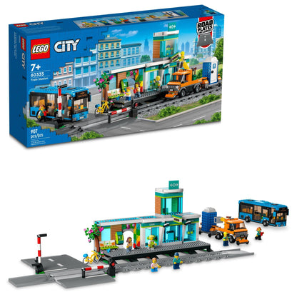 LEGO City Train Station Building Toy Set - Pretend Play Set for Kids, Boys & Girls, Ages 7+ - with Bus, Rail Truck, & Tracks - Compatible with Other