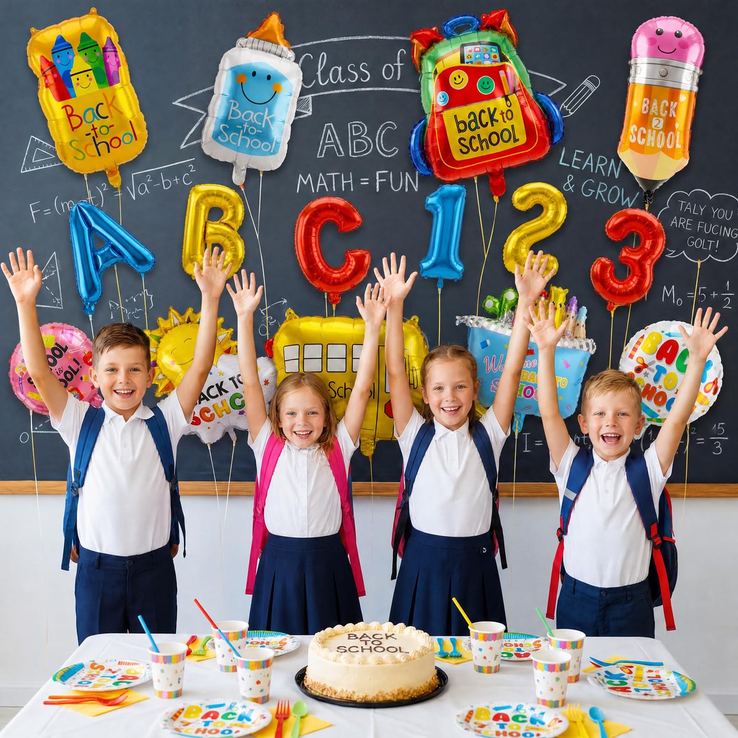 15 Pcs Back to School Balloons First Day of School Decorations Kit with School Bus Pencil Schoolbag & Crayon Box Foil Mylar Balloons for Classroom