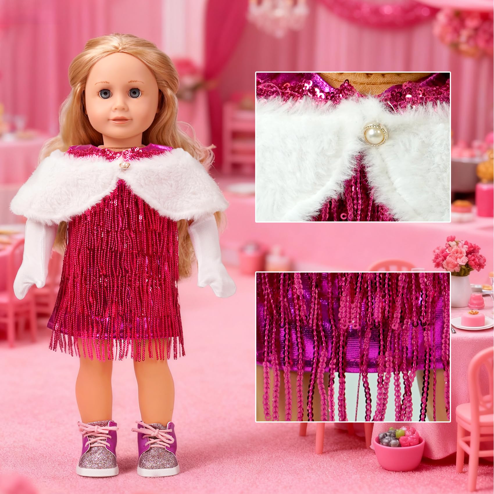 18-Inch American Doll Clothes Accessories - 19Pcs Fashion 18 Inch Doll Outfit Set for Girls Gifts, Includes 3 Dresses, Lounge Suit, Workout & Yoga