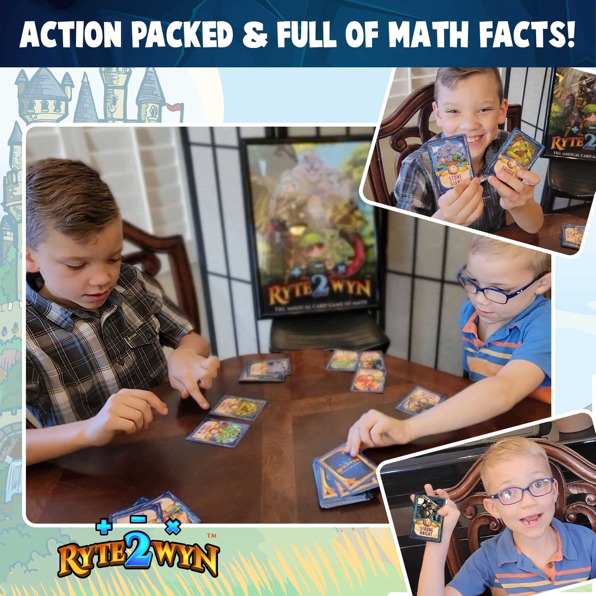 Wreathy Games Ryte2Wyn - The Magical Card Game of Math - Practice Every Addition, Subtraction and Multiplication Math Fact from 0-9 - Ages 5 & Up
