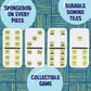 AQUARIUS Spongebob Squarepants Family Double 6 Dominoes Game, Domino Tile Stacking Game for Kids and Adults, Official Nickelodeon Board Game, 2-6