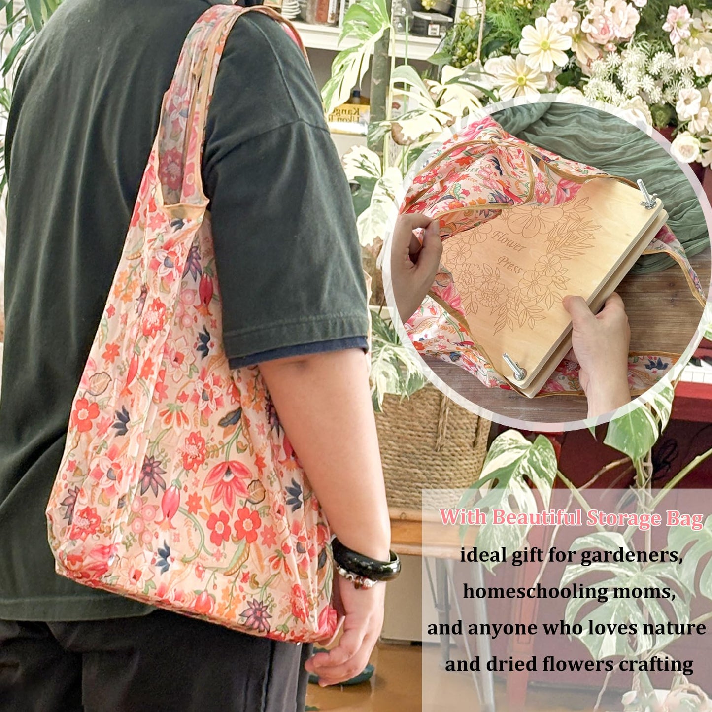 KAXYEW Large Flower Press Kit, 11"x11" Wooden Flowers Pressing Boards with Storage Bag, DIY Pressed Flowers Art - Fridge Magnet Bookmark Art Craftst