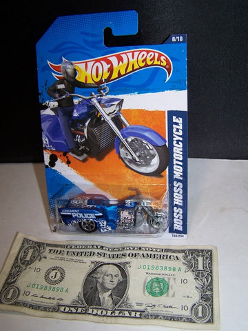 Hot Wheels - Blue Motorcycle #8 - Boss Hoss #166 Police - HW Main Street - 2011 ,#G14E6GE4R-GE 4-TEW6W201689