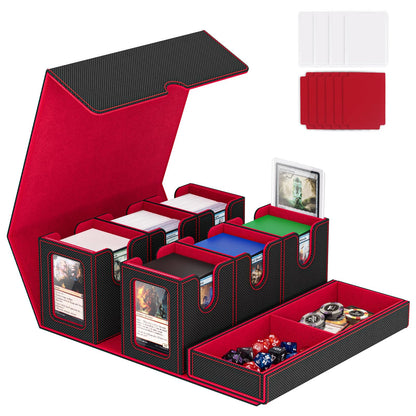 Gomyrod Card Deck Box for MTG with Commander Display, 7 In 1 Card Storage Box Fits 600+ Double-sleeved Cards, Removable MTG Deck Case Fit for