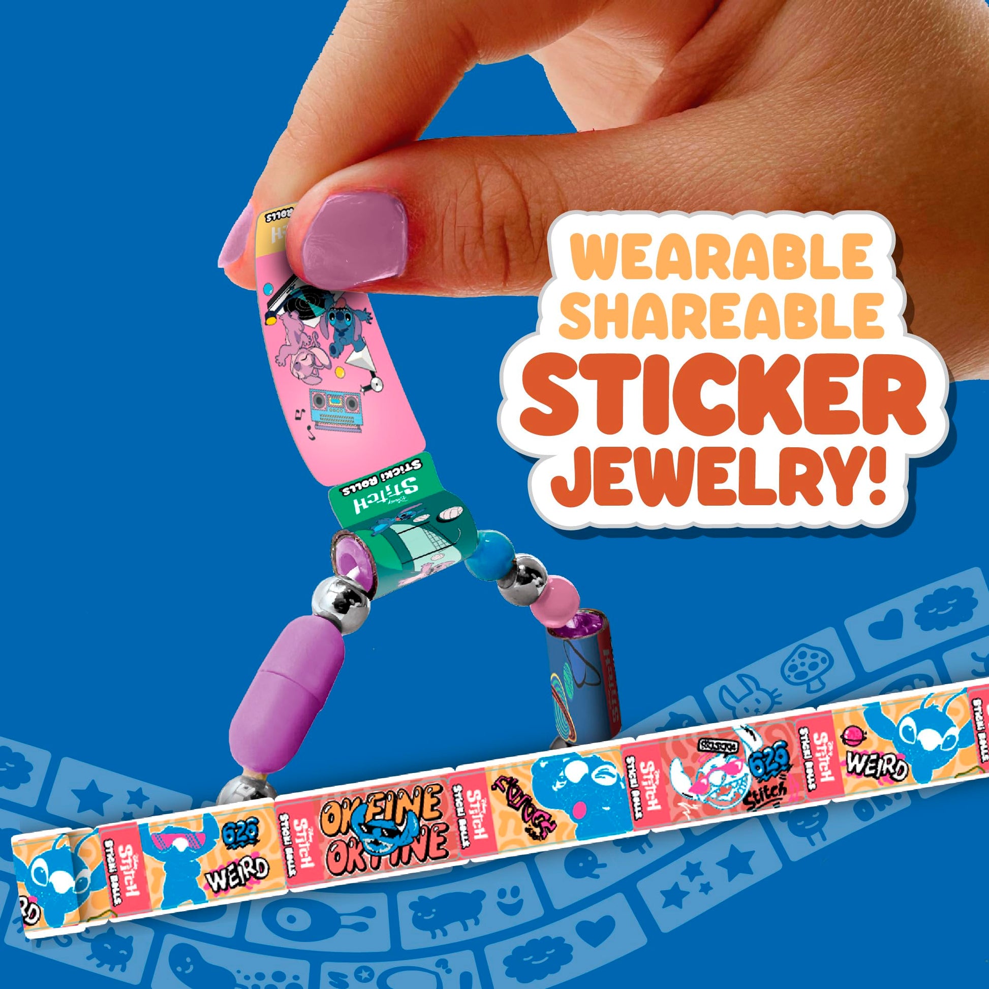 Sky Castle Sticki Rolls Stitch Pendant Pack | The Original Wearable Shareable Stickers with Toy Pendant and Bracelet | Collect and Share | Ages 5