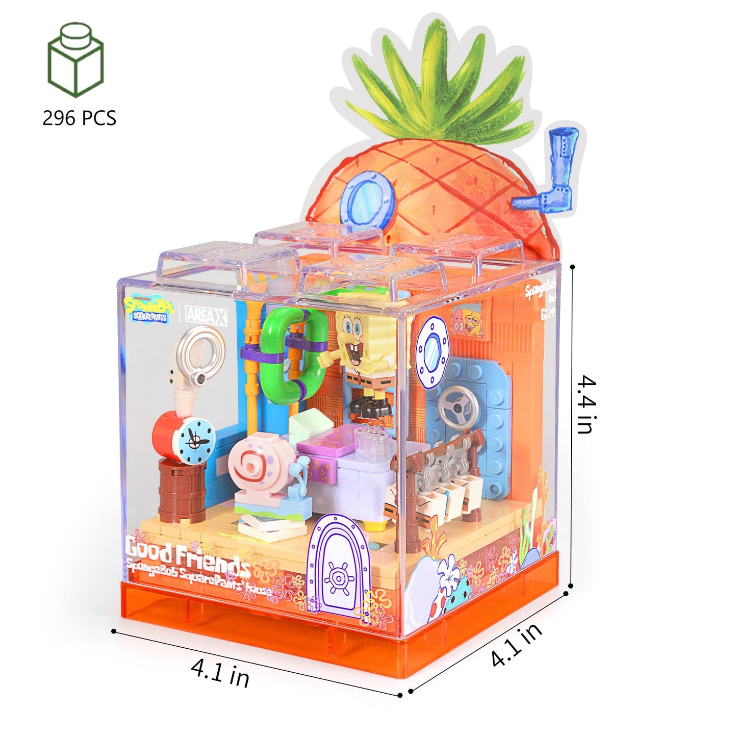 ROLOSO Toy Building Brick Blocks Toys Sets Display Box kit Action Figures Pineapple House Patrick Stone Star Home for Boys and Girls Kids Age 2-4
