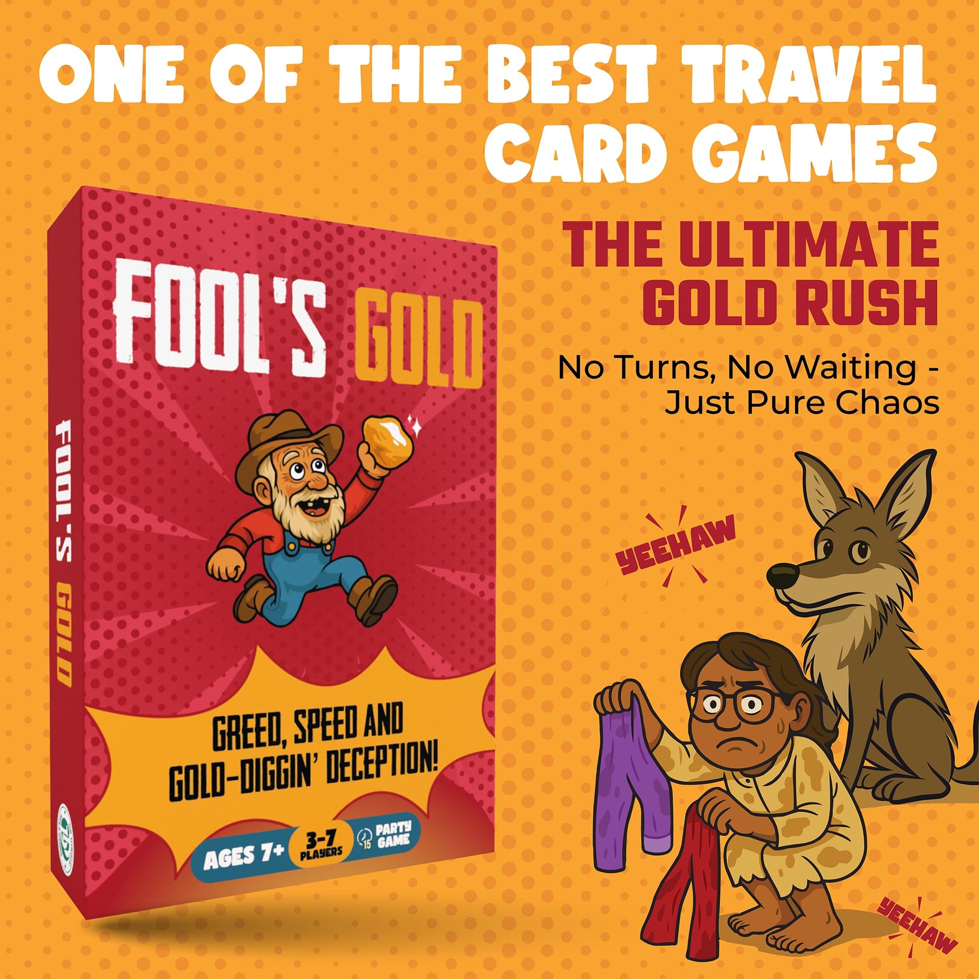 DR DINGUS Fool's Gold Card Game - Fast-Paced Bluffing for 3-7 Players, Ages 7+, 15 Minute Game, Family Party Game Night, Kids & Adults