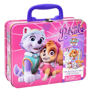 Paw Patrol Coloring and Activity Tin Box, Includes Markers, Stickers, Mess Free Crafts Color Kit in Tin Box, for Toddlers, Boys and Kids
