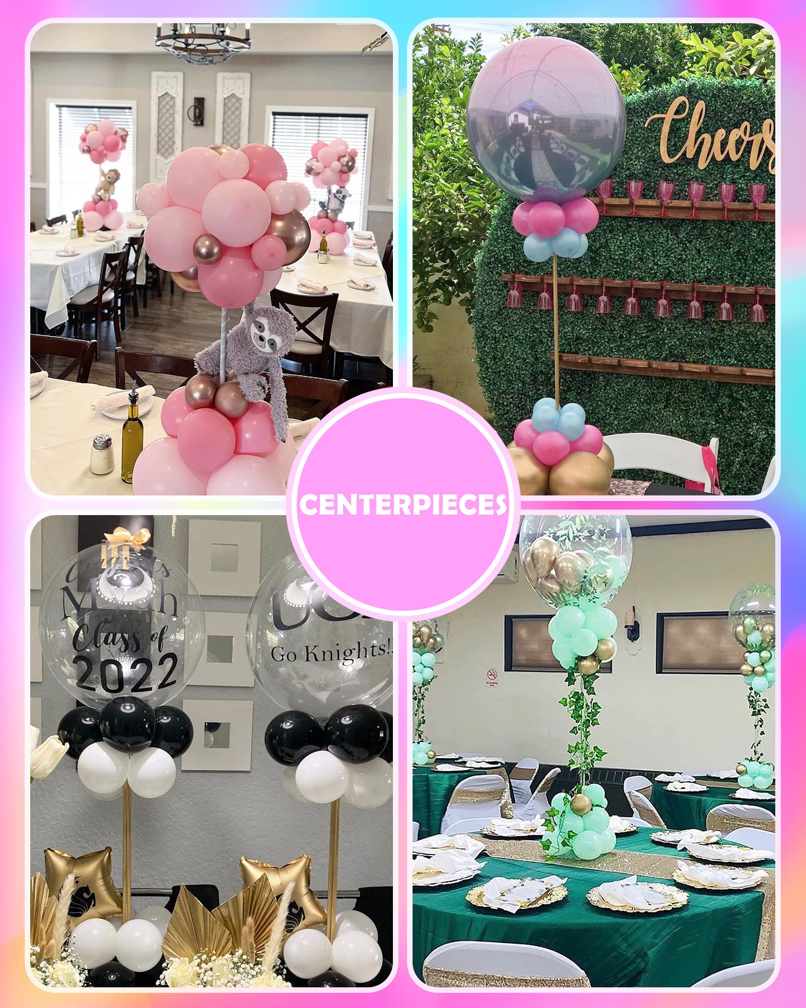 YALLOVE Heavy Duty Metal Balloon Stand Set of 2, Height Adjustable 1.3 to 10.5 Ft, Free Combination Balloon Centerpiece and Column Stand
