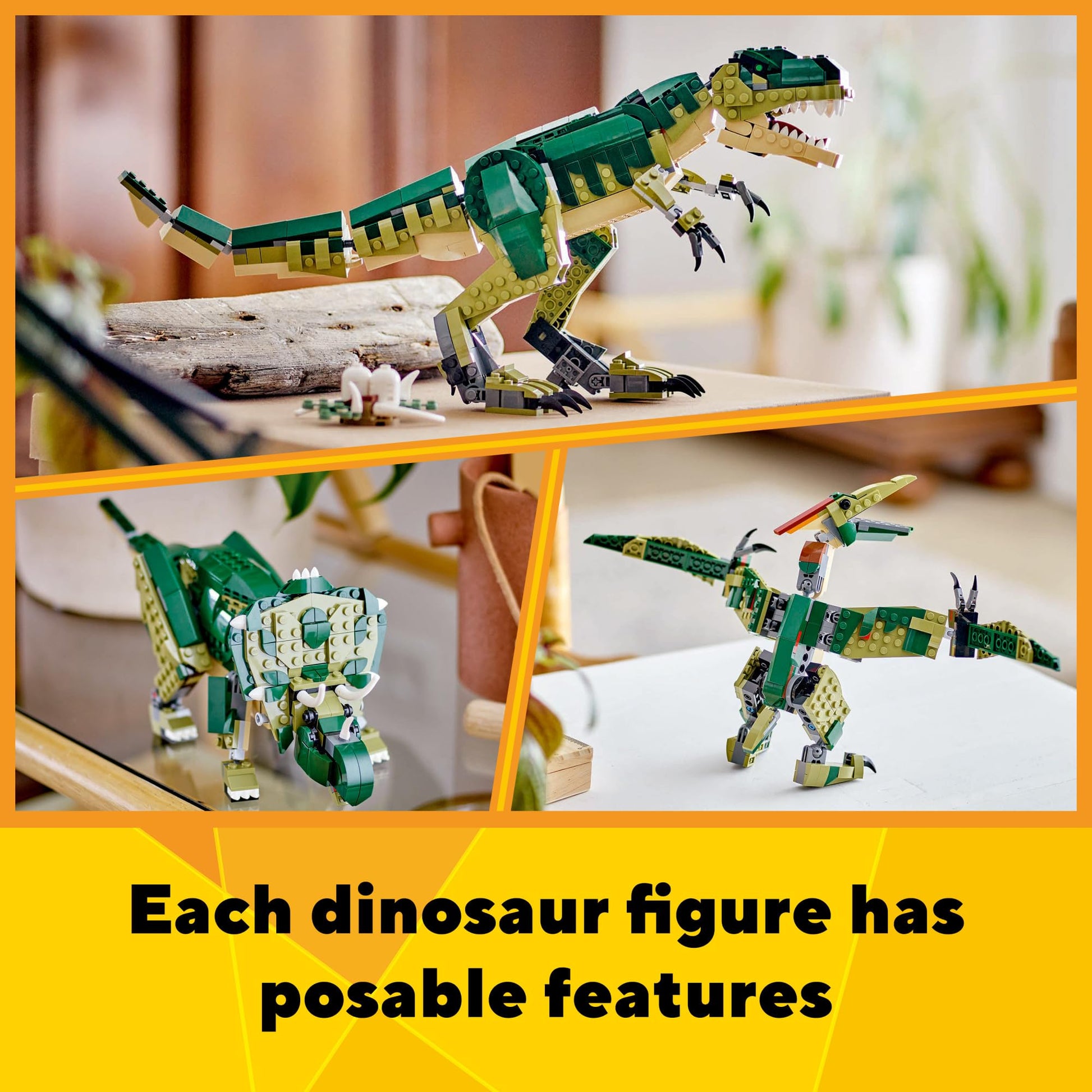 LEGO Creator 3 in 1 T Rex Toy - Dinosaur Toy Building Set for Kids, Boys & Girls, Ages 9+ - 3 Building Options, T-Rex to Triceratops to Pterodactyl -