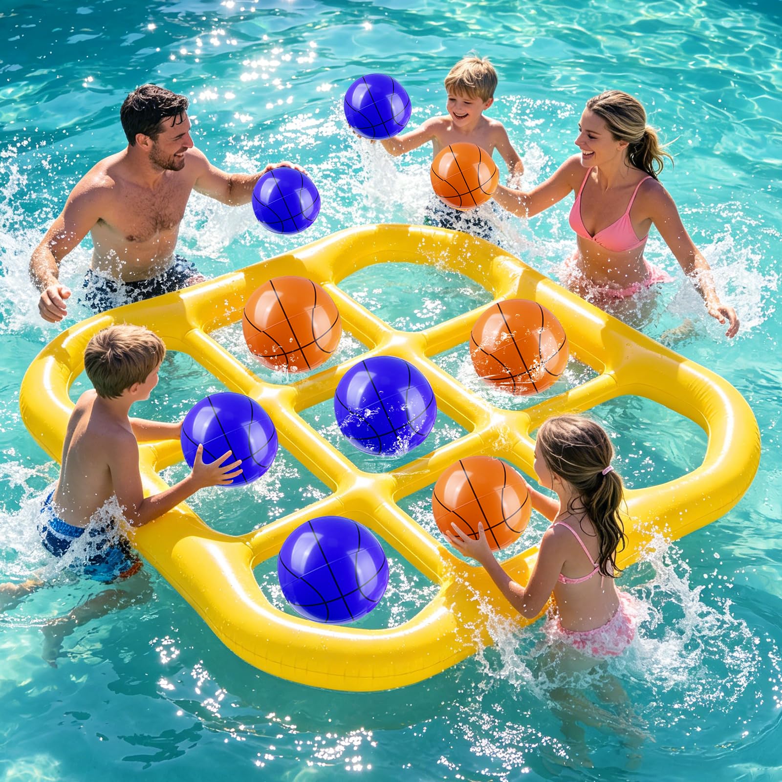 Inflatable Pool Float, Giant Floating Pool Game Set with 10 Balls & Sandbag Anchors, Swimming Pool Games for Kids Adults Pool Party, Beach, Backyard
