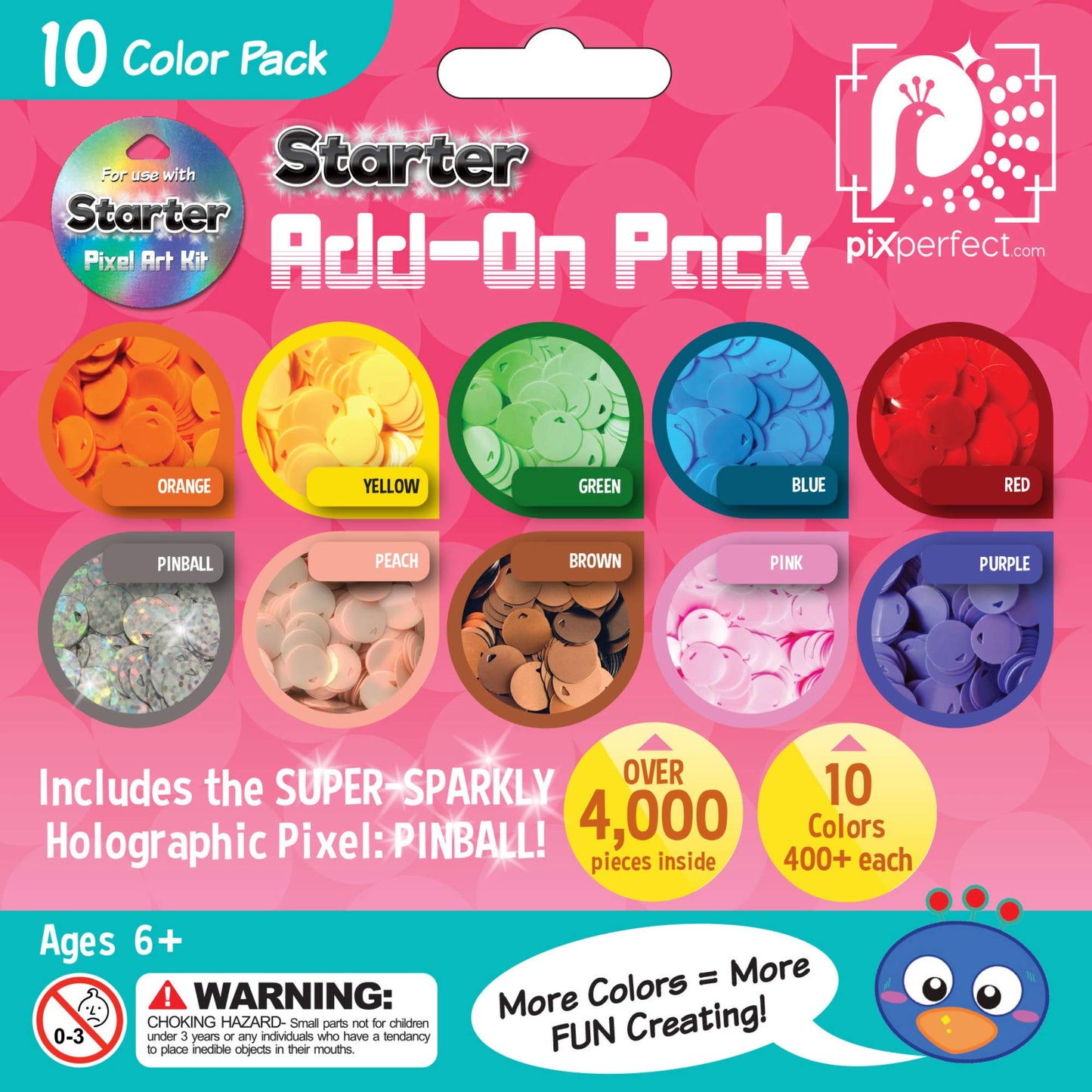 Pix Perfect 10 Color Add-On Accessory Pack - Refill for 8 Color Starter Pixel Art Kit