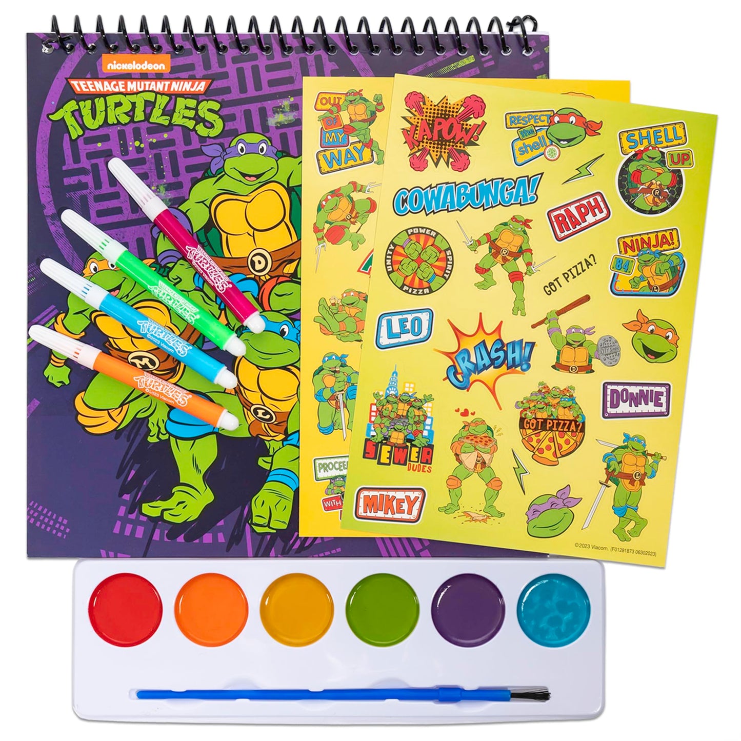 Inkology: Paint & Doodle - Teenage Mutant Ninja Turtles - TMNT Art Activity & Coloring Set, Sketchbook, Stickers, Markers, Paint Tray, Brush, Kids 5+