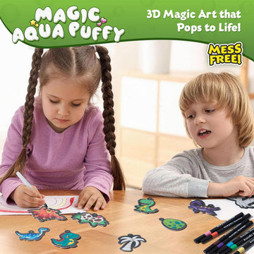 BoxNoble Magic Aqua Puffy, 3D Art Craft Kits Paint by Number Crafts Kits for Kids, Mess Free Creative Gifts for Boys & Girls Ages 4 5 6 7 8 9 10