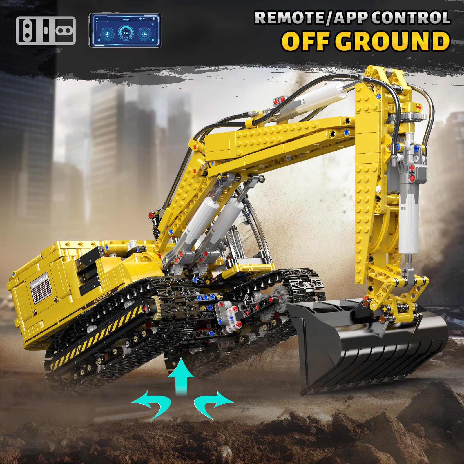 Mould King 13112 Upgraded RC Excavator Building Sets, 2169+ Pieces Building Model Kits, App Remote Control Construction Truck Excavator Science Kits