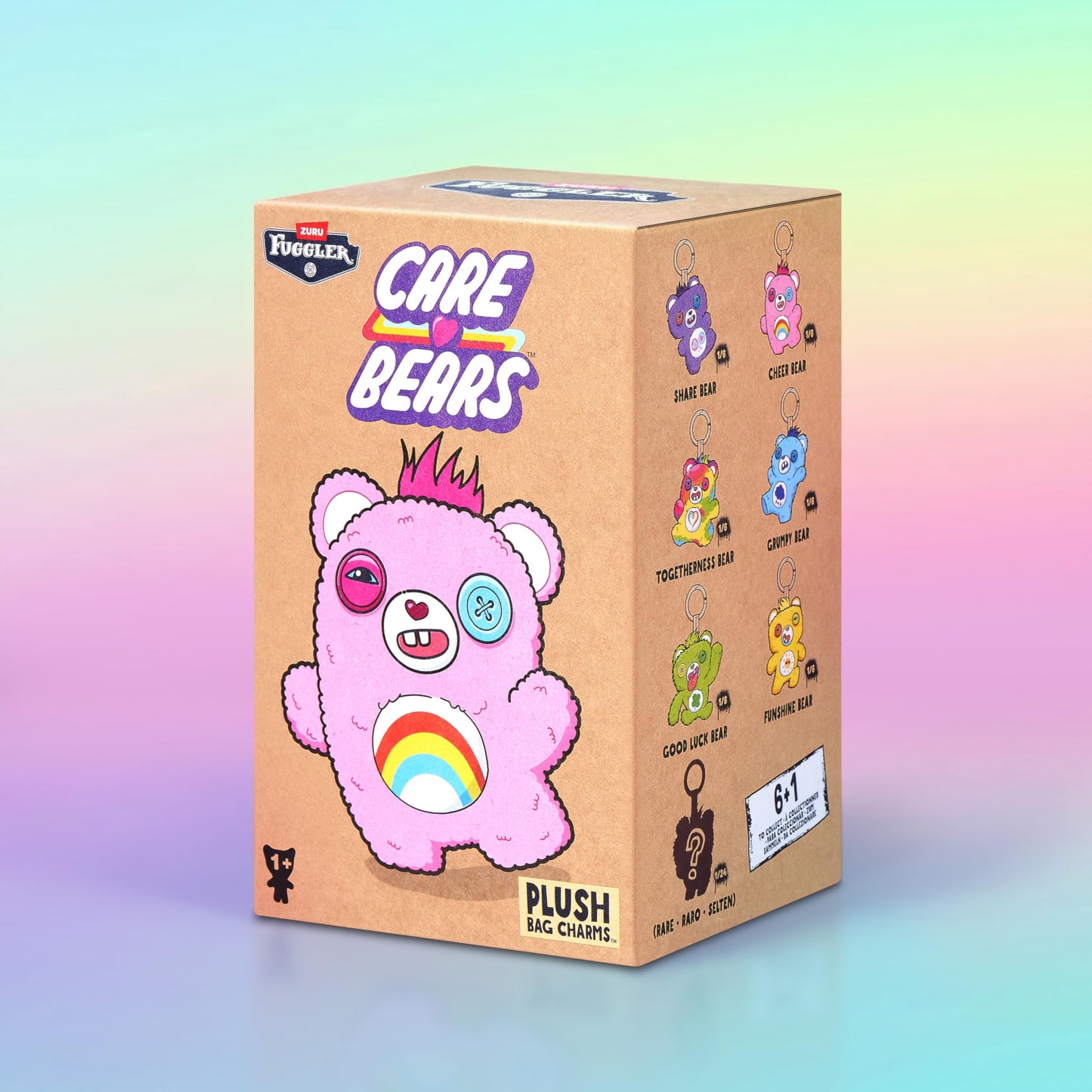 Fuggler Care Bear Keyring 5 Inch Plush Collectible Accessory (6 Pack) by ZURU Featuring Funny Ugly Monster Design with Clip-On Key Ring, Perfect