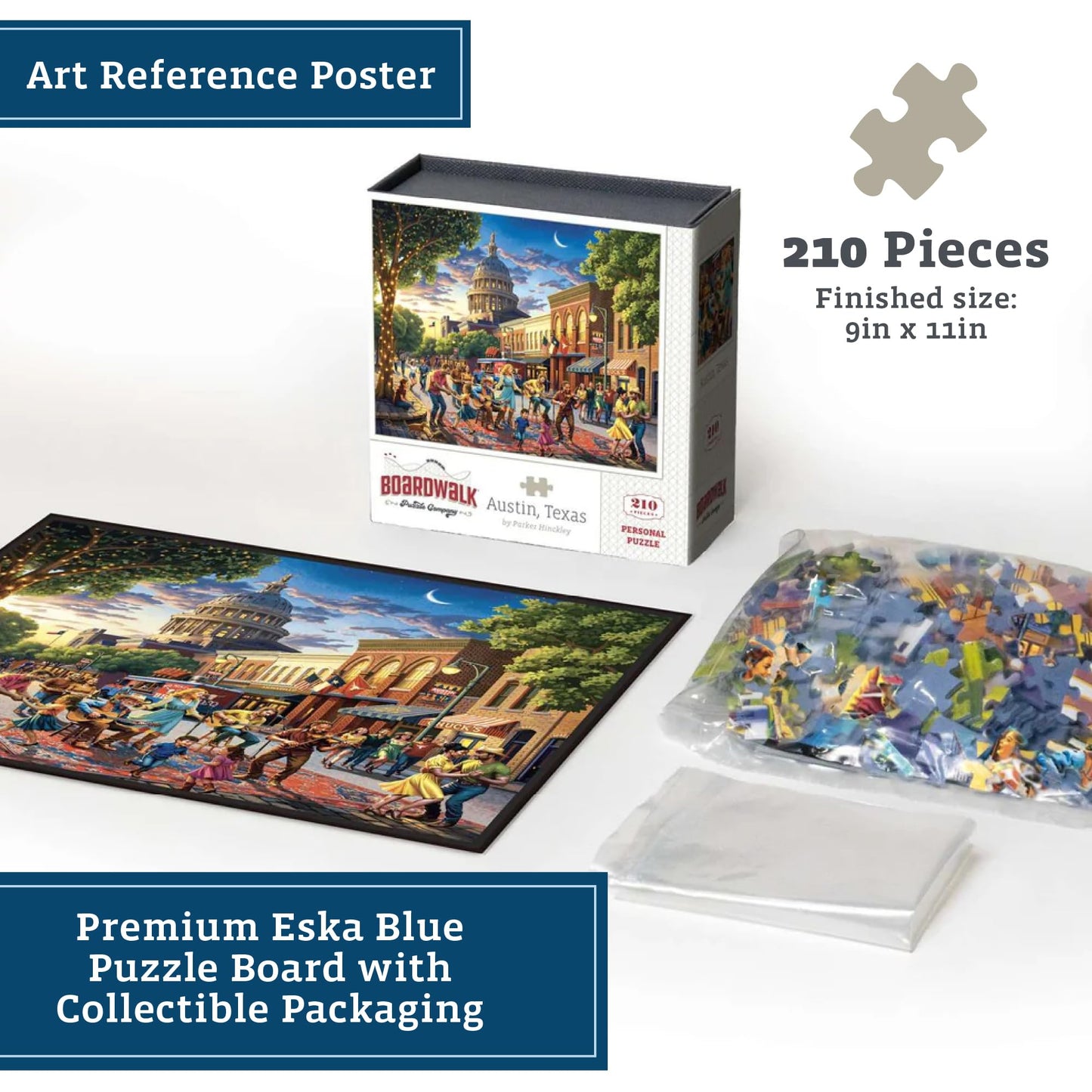 Boardwalk Austin, Texas 210 Piece Personal Puzzle, Jigsaw Puzzles with Premium Box, Texas Gifts for Adults, 6"x8"