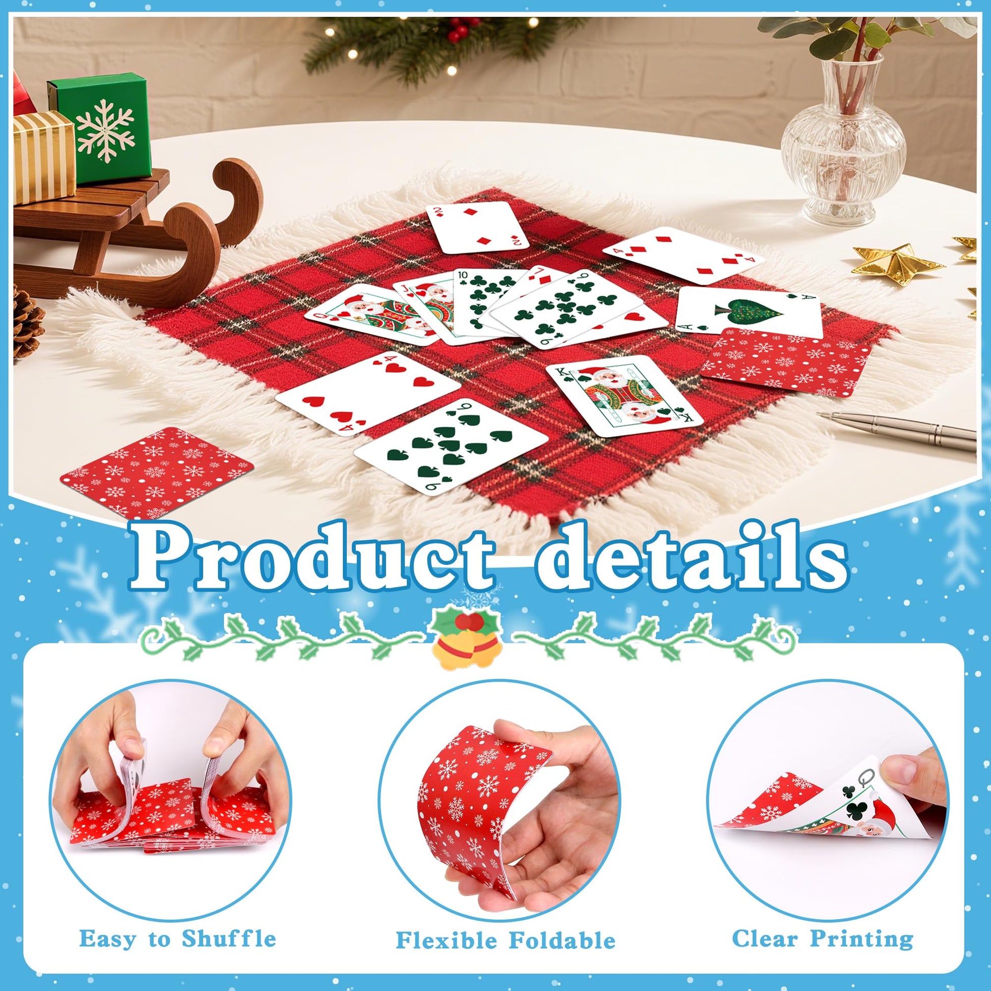 Christmas Playing Cards, Deck of Cards, Standard Index Poker Cards, Fun Gard Games for Family Game Night, Holiday Party Table Games, Great Stocking