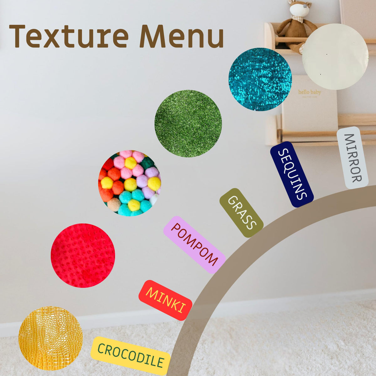 ATA zooz Sensory Wall Panel for Kids - Caterpillar Tactile Texture Board for Fine Motor Skills & Calm Down Corners - Screen-Free Sensory Wall Toy