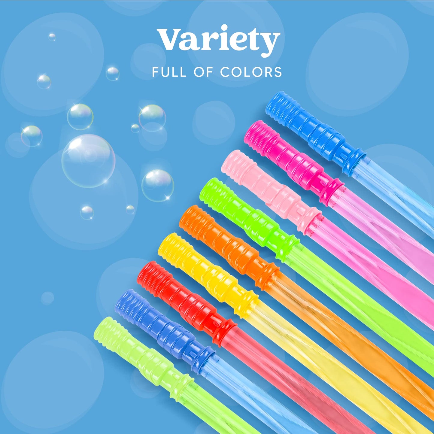 JOYIN 45 Packs Big Bubble Wand Set with Concentrated Solution Refills, 14.6" 9 Colors Giant Bubble Wands for Summer Toy Party Favors Kids Birthday