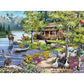 Bits and Pieces - 300 Piece Jigsaw Puzzle for Adults - Cabin by The Lake - Woodland Animal Spring Forest Jigsaw Puzzle by Artist The Macneil Studio