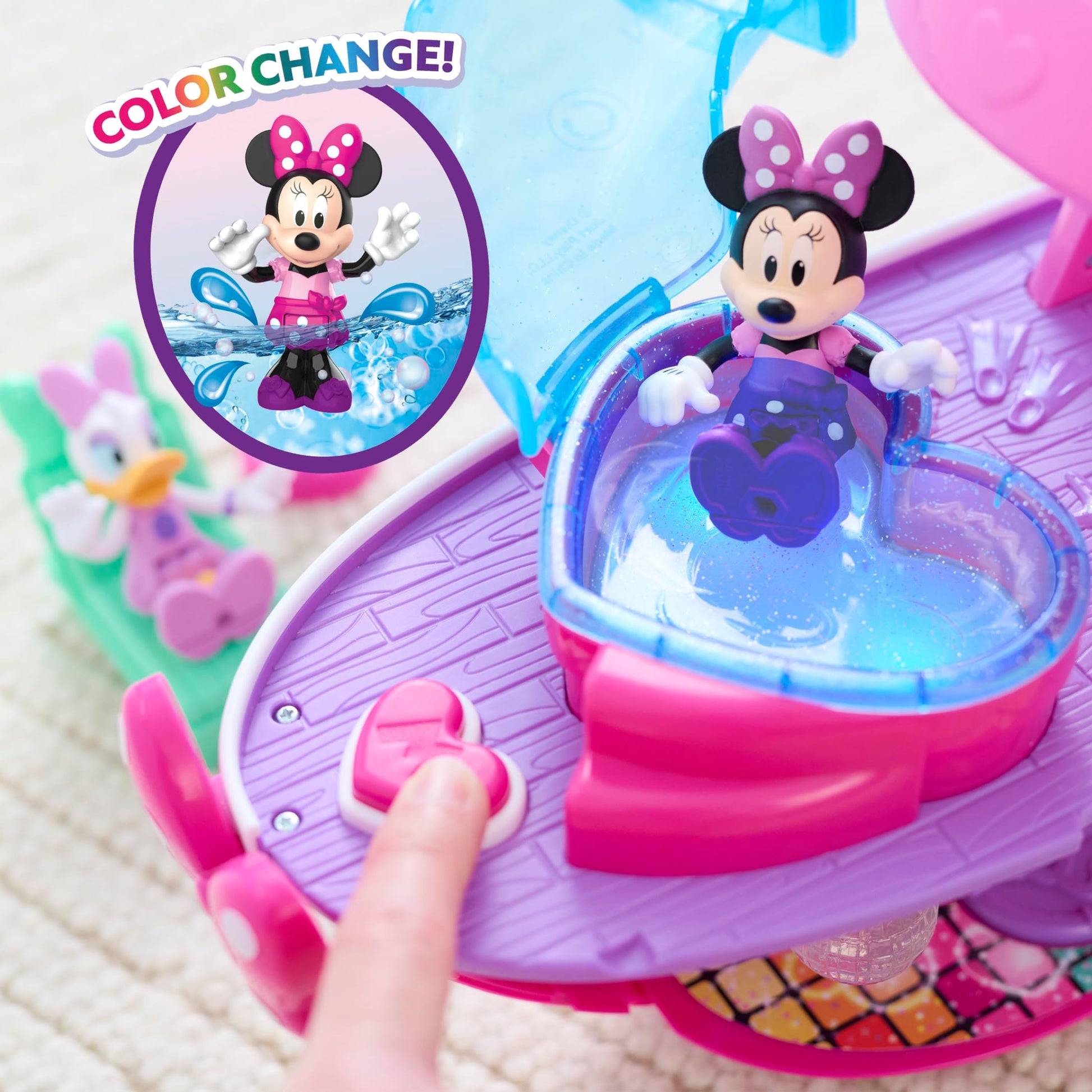 Disney Junior Minnie Mouse Bowdazzling Yacht, Lights and Sounds, 16-piece Playset with Figures, Pink, Boat, Bonus Pieces, Kids Toys for Ages 3 Up by