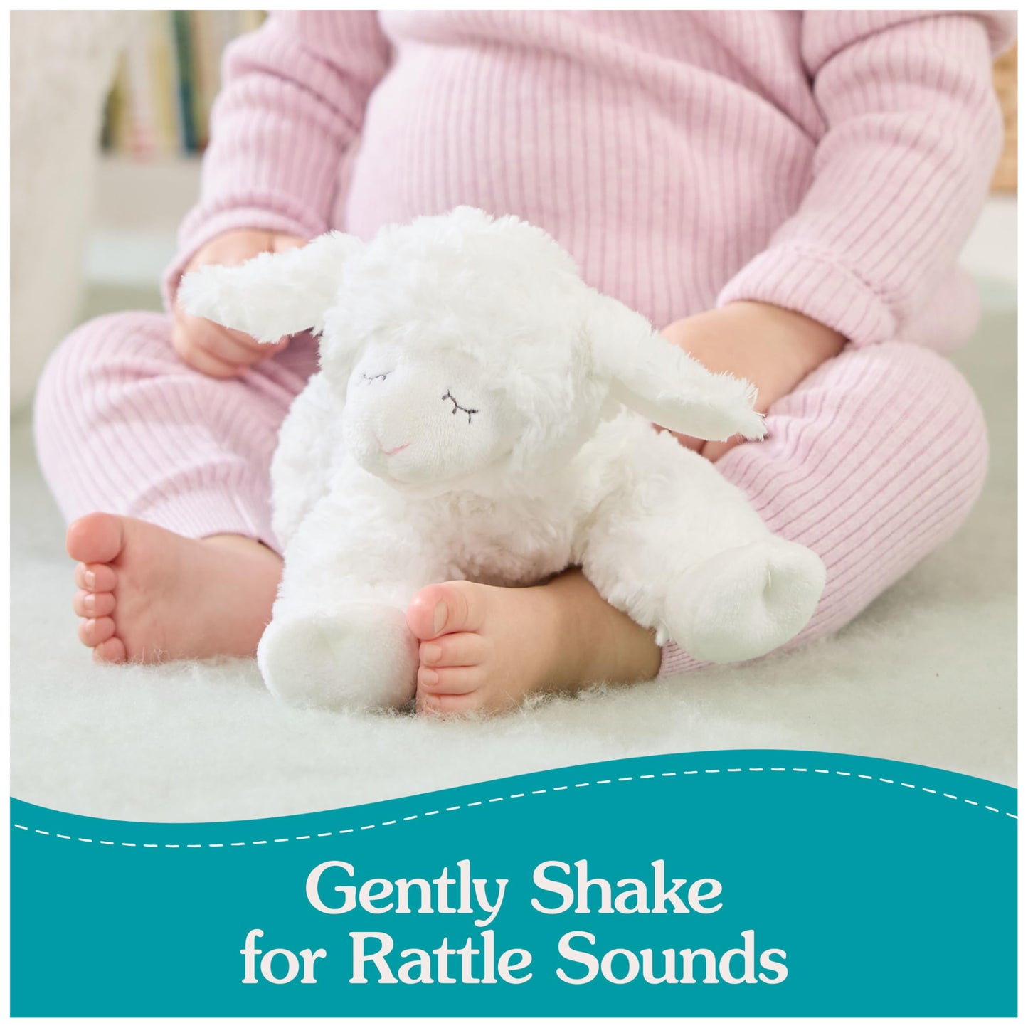 GUND Baby Sustainably Crafted Lamb Rattle 7-Inch Sensory Toy for Ages 0+