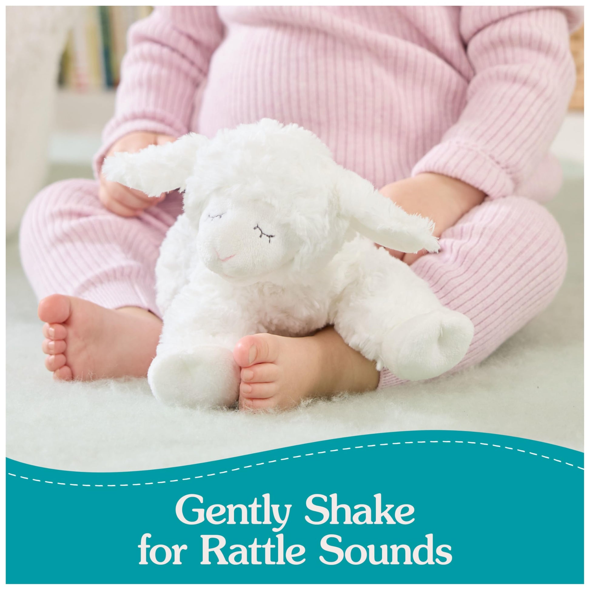 GUND Baby Sustainably Crafted Lamb Rattle 7-Inch Sensory Toy for Ages 0+