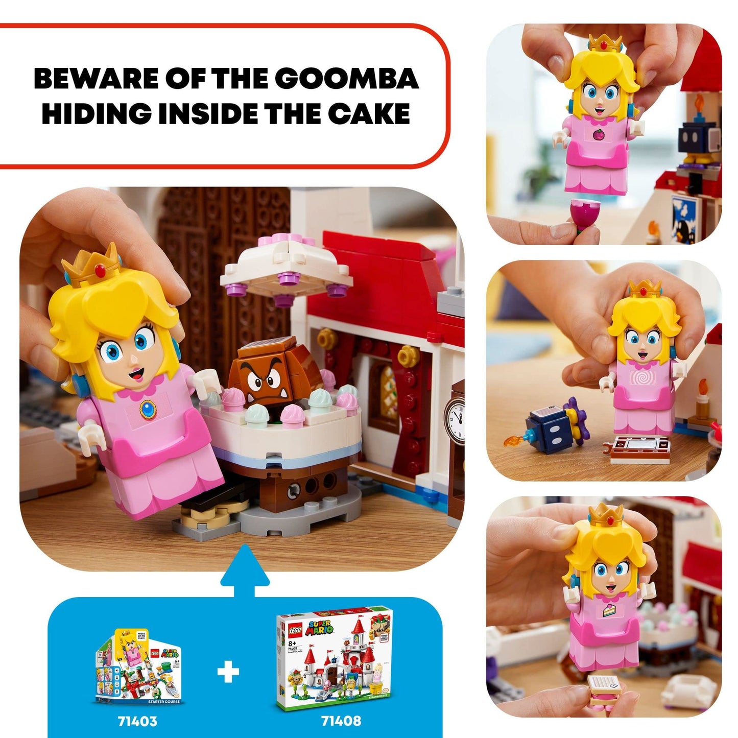 LEGO Super Mario Peach’s Castle Expansion Set 71408, Buildable Game Toy, Gifts for Kids Aged 8 Plus with Time Block Plus Bowser and Toadette Figures,