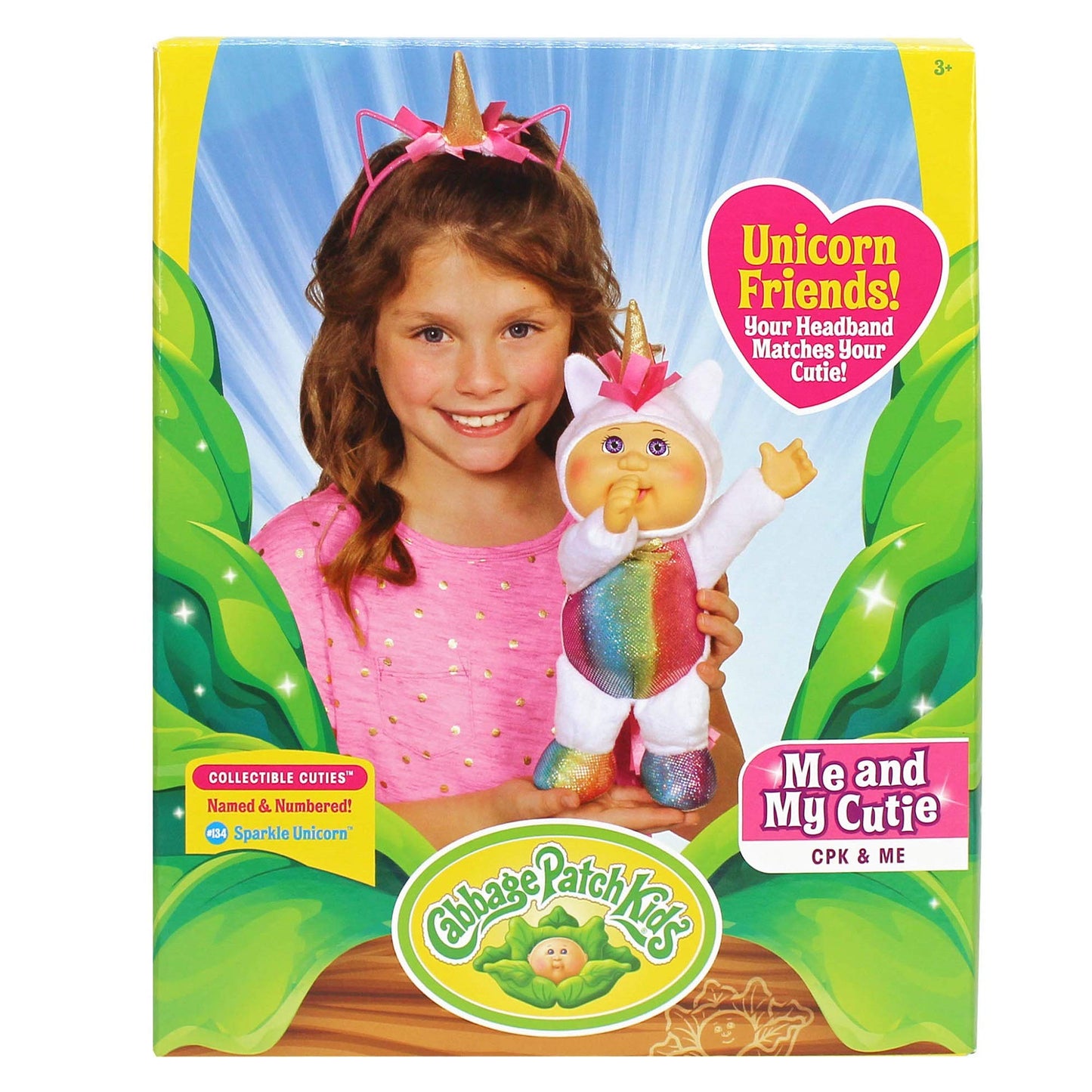 Cabbage Patch Kids CPK and Me 9" Sparkle Unicorn Cutie Doll and Matching Unicorn Headband Accessory