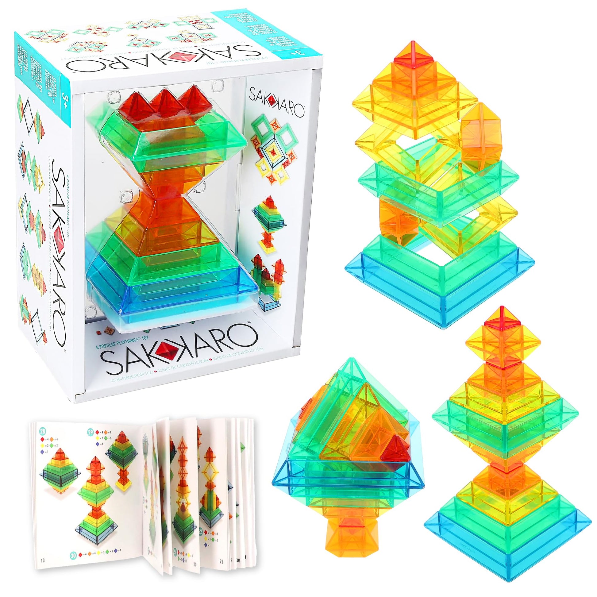 Popular Playthings Sakkaro Geometry Play Stacking Toy, Stem Learning Gift