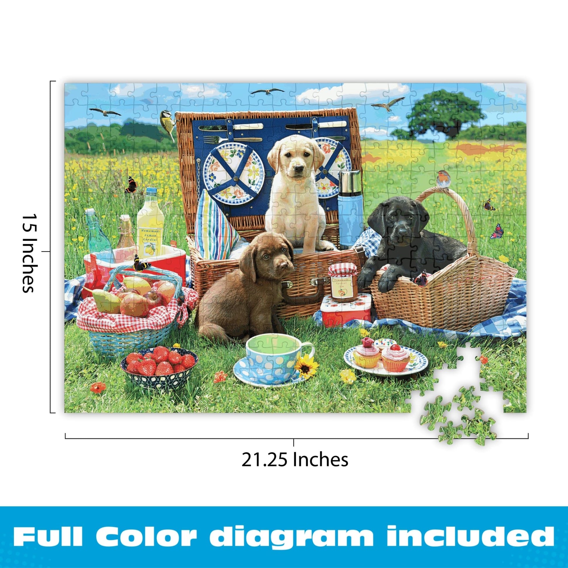 Buffalo Games - Adorable Animals Puppy Park Picnic 300 Large Piece Jigsaw Puzzle for Adults with Oversized Pieces