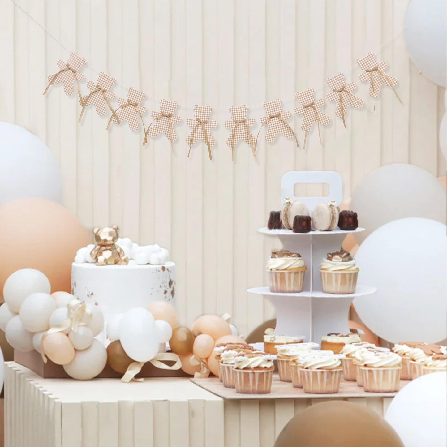 We Can Bearly Wait Garland - Neutral Boho Bear Baby Shower Decor, Teddy Bear Banner, Teddy Bear Birthday Decorations