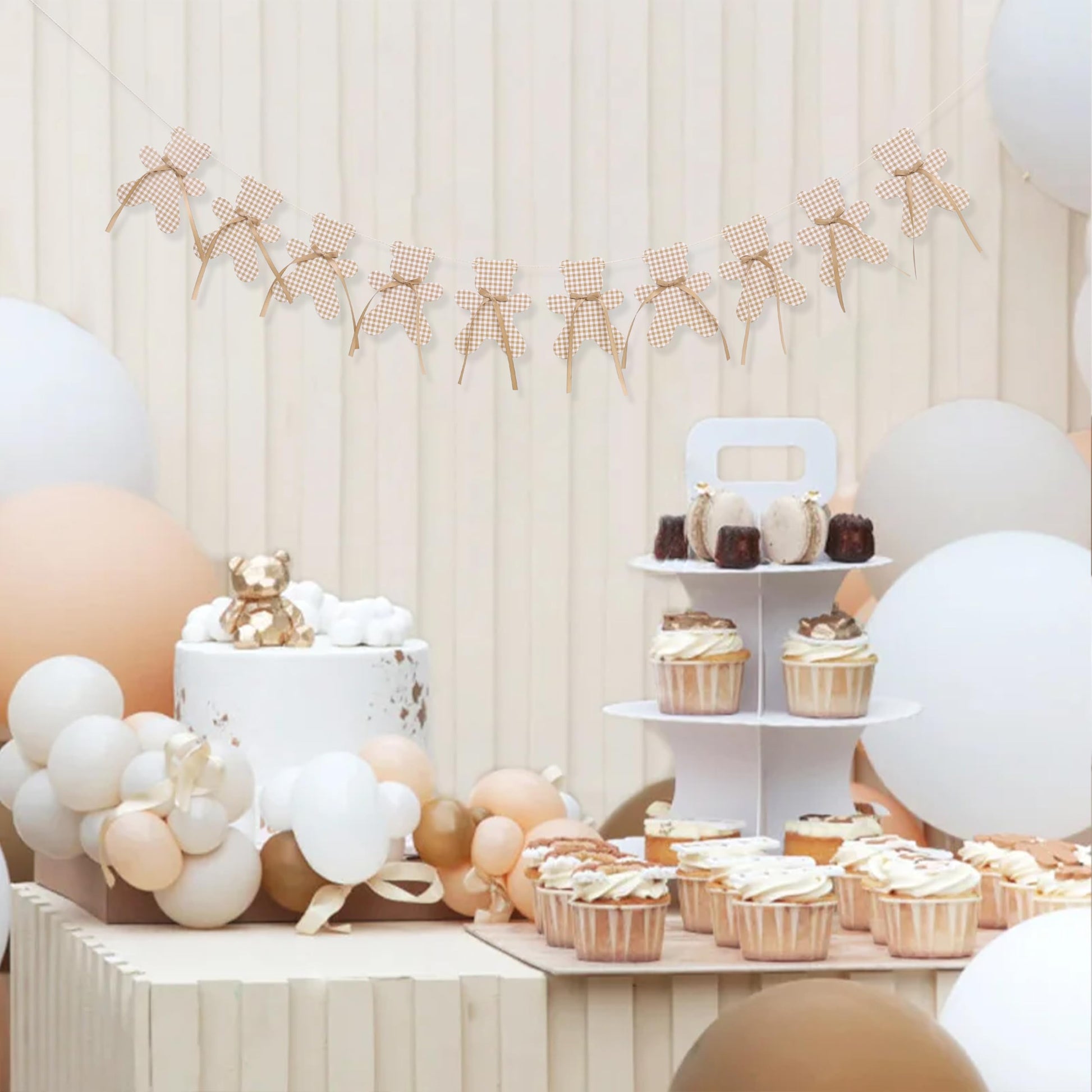 We Can Bearly Wait Garland - Neutral Boho Bear Baby Shower Decor, Teddy Bear Banner, Teddy Bear Birthday Decorations