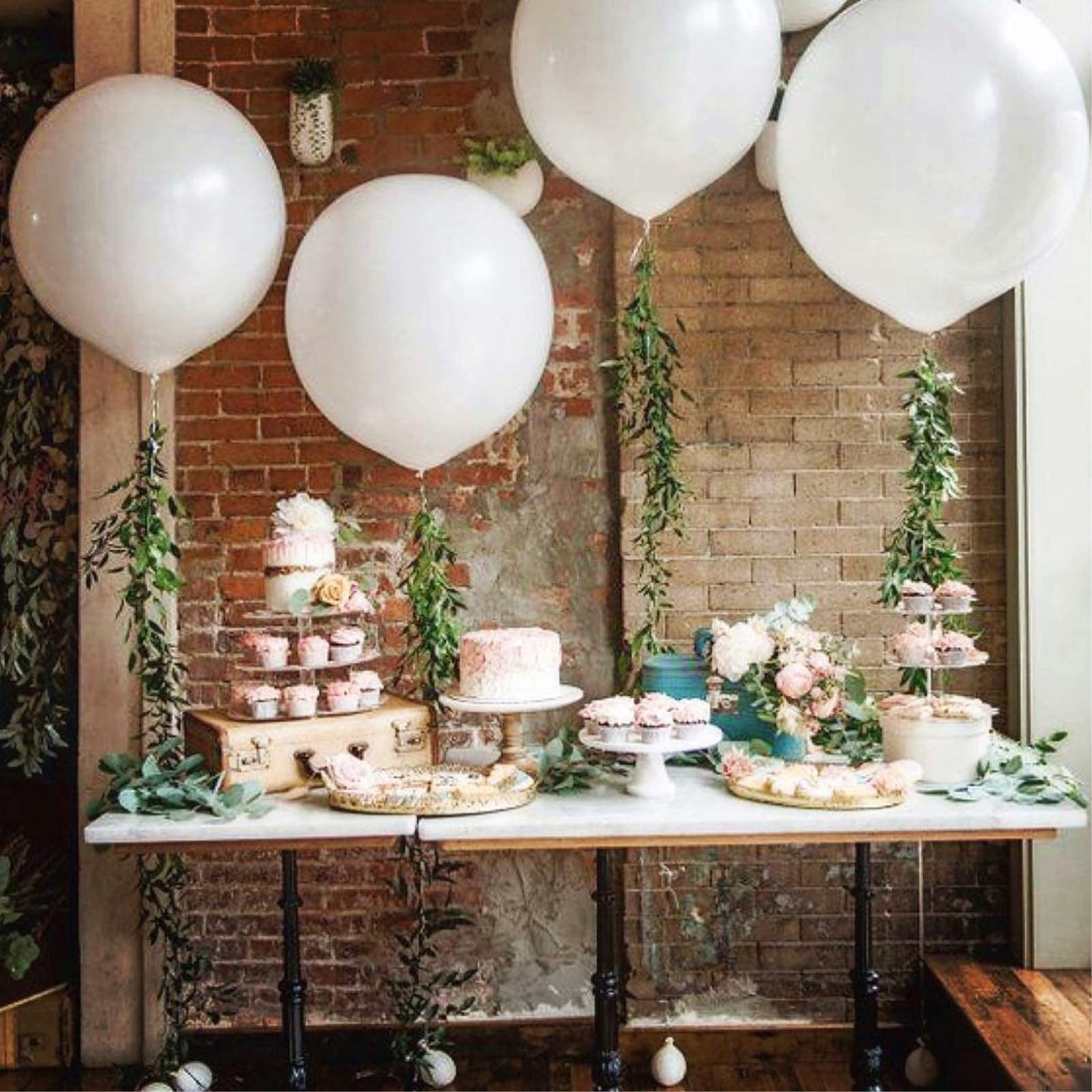 5PCS Big White Balloons Giant 36 Inch Large White Balloon Jumbo Balloon for Birthday Wedding Baby Shower Carnival Party New Year's Day Decorations