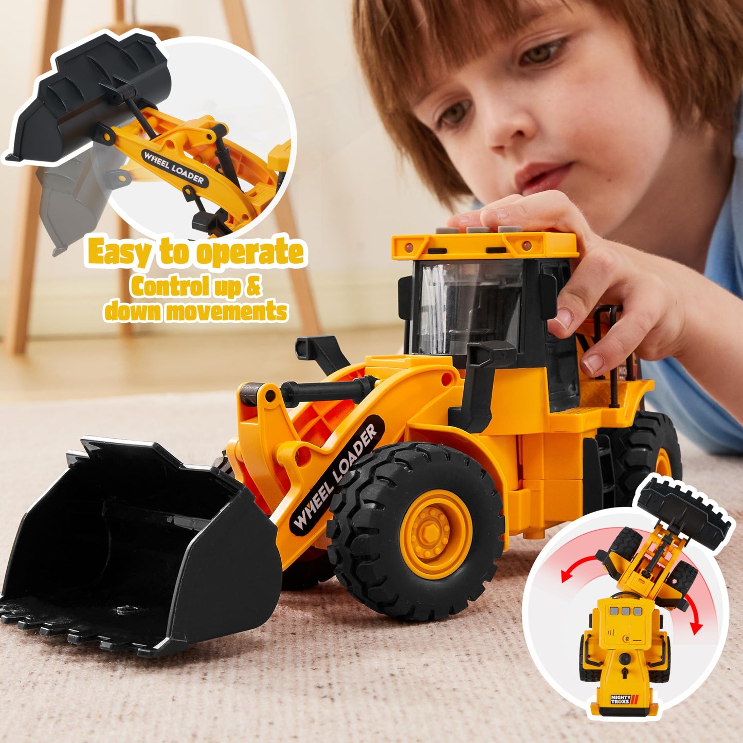 JOYIN 3 Pack Construction Toy - Excavator, Dump Truck and Loader, Moveable Claw & Lifting Back, Construction Truck Toy, Birthday Gift for Toddler Boys