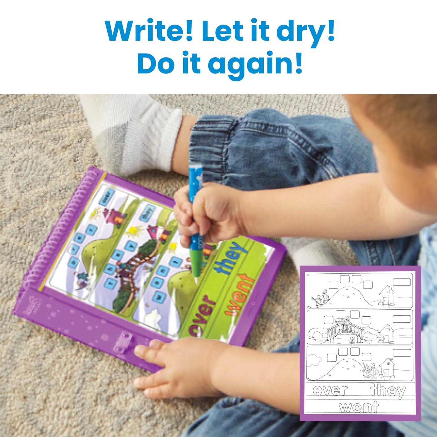 hand2mind Bob Books Water Workbook- Sight Words Kindergarten 3, Water Reveal Coloring Book for Toddlers, Mess Free Painting, Learn to Read, Quiet Time