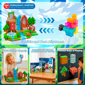 THB 100 PCS Magnetic Building Blocks for Kids - Magnetic Building Blocks for Kids Ages 4-8, STEM Educational Magnet Toys, Construction Set for Boys