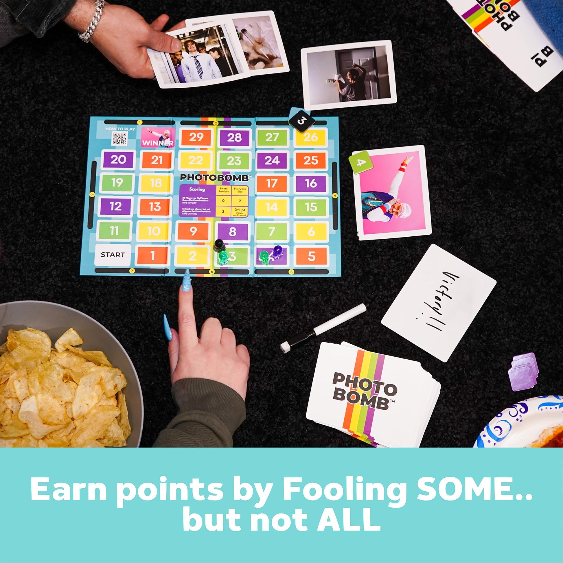 Photobomb A Meme Game of Hilarious Image Cards & Storytelling, 125 Picture Cards & 1 Board, Great for Game Night with Family or Friends, Fun Board