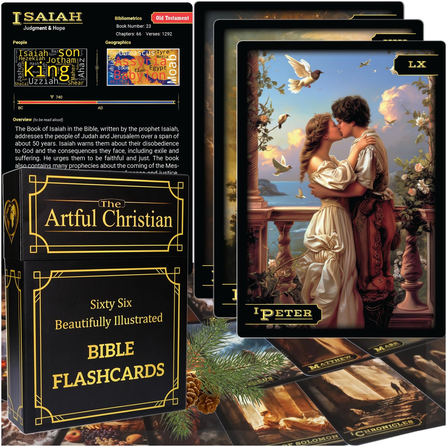 66 Beautifully Illustrated Huge A5 Bible flashcards in a Glorious Presentation Box by The Artful Christian. Visually impaired, Child, and Dementia