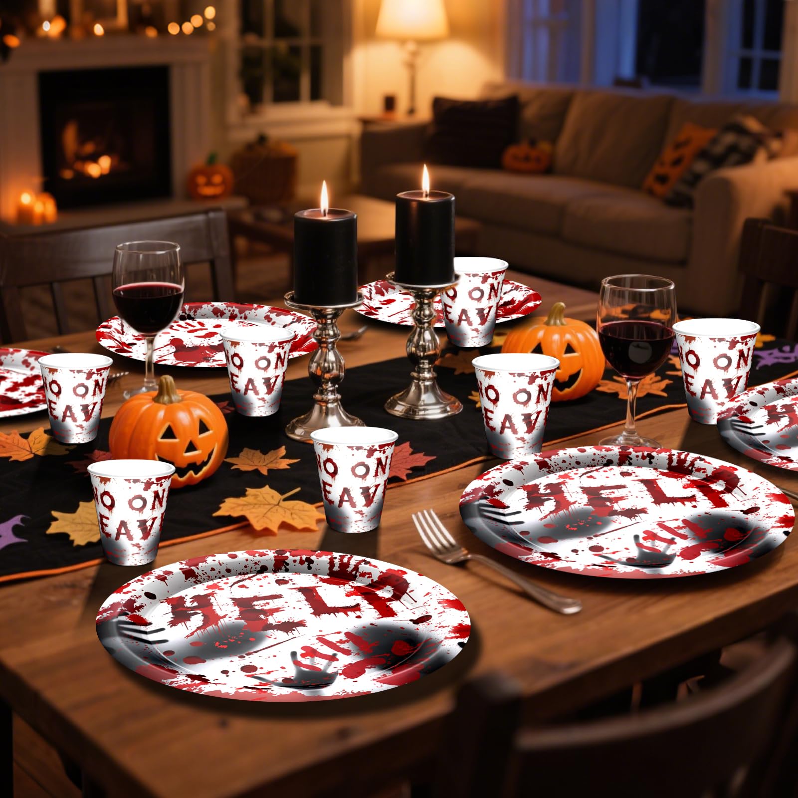 Halloween Bloody Party Plates Supplies Tableware Bloody Plates and Npkins