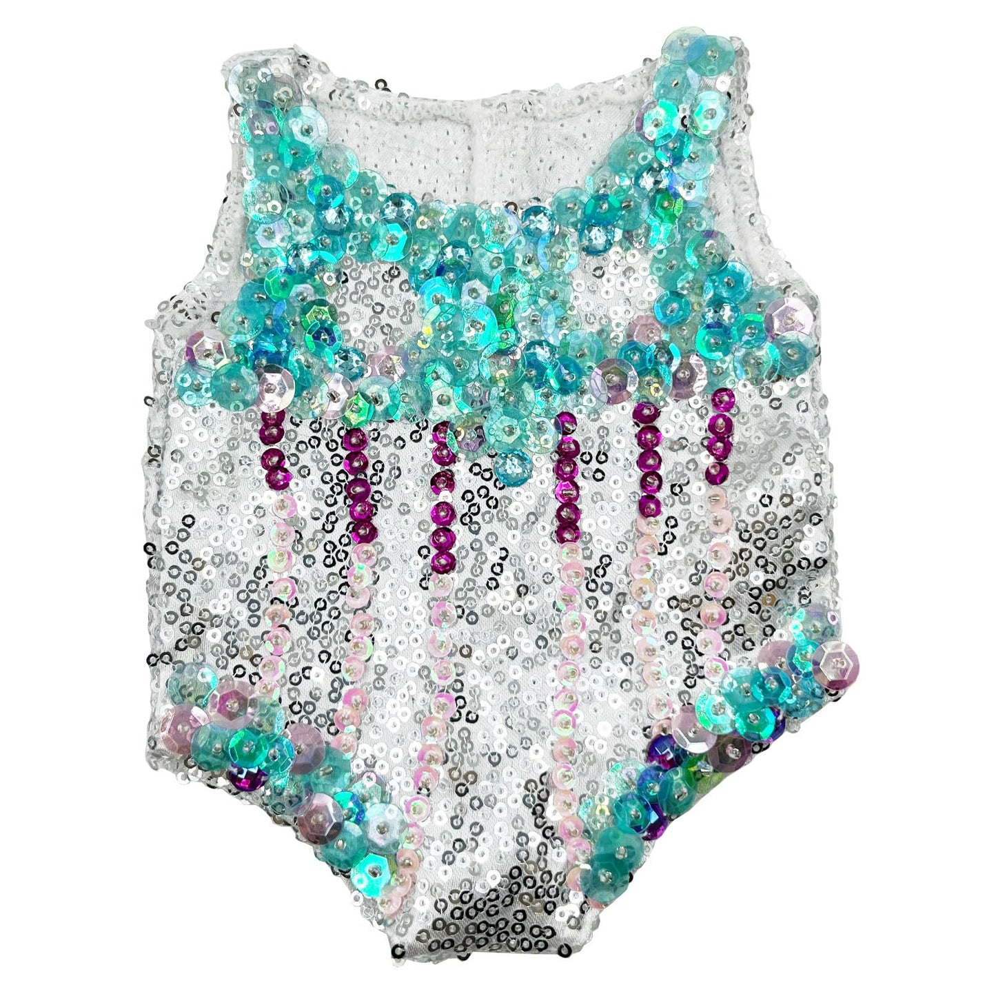 Luxurious Hand-Beaded Sequin Outfit with Silver Boots for 18 Inches American Doll (Large for 18" American Doll)