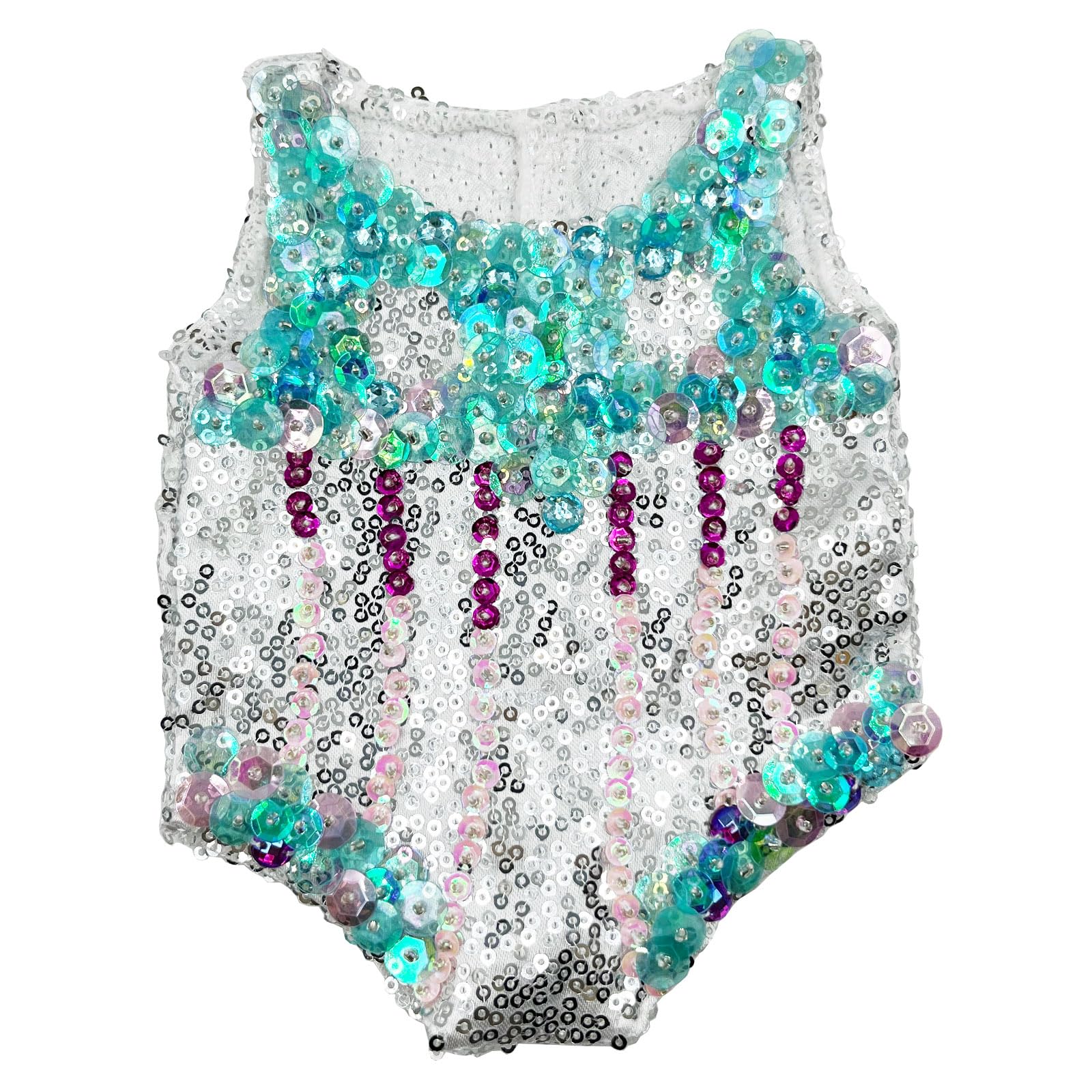 Luxurious Hand-Beaded Sequin Outfit with Silver Boots for 18 Inches American Doll (Large for 18" American Doll)